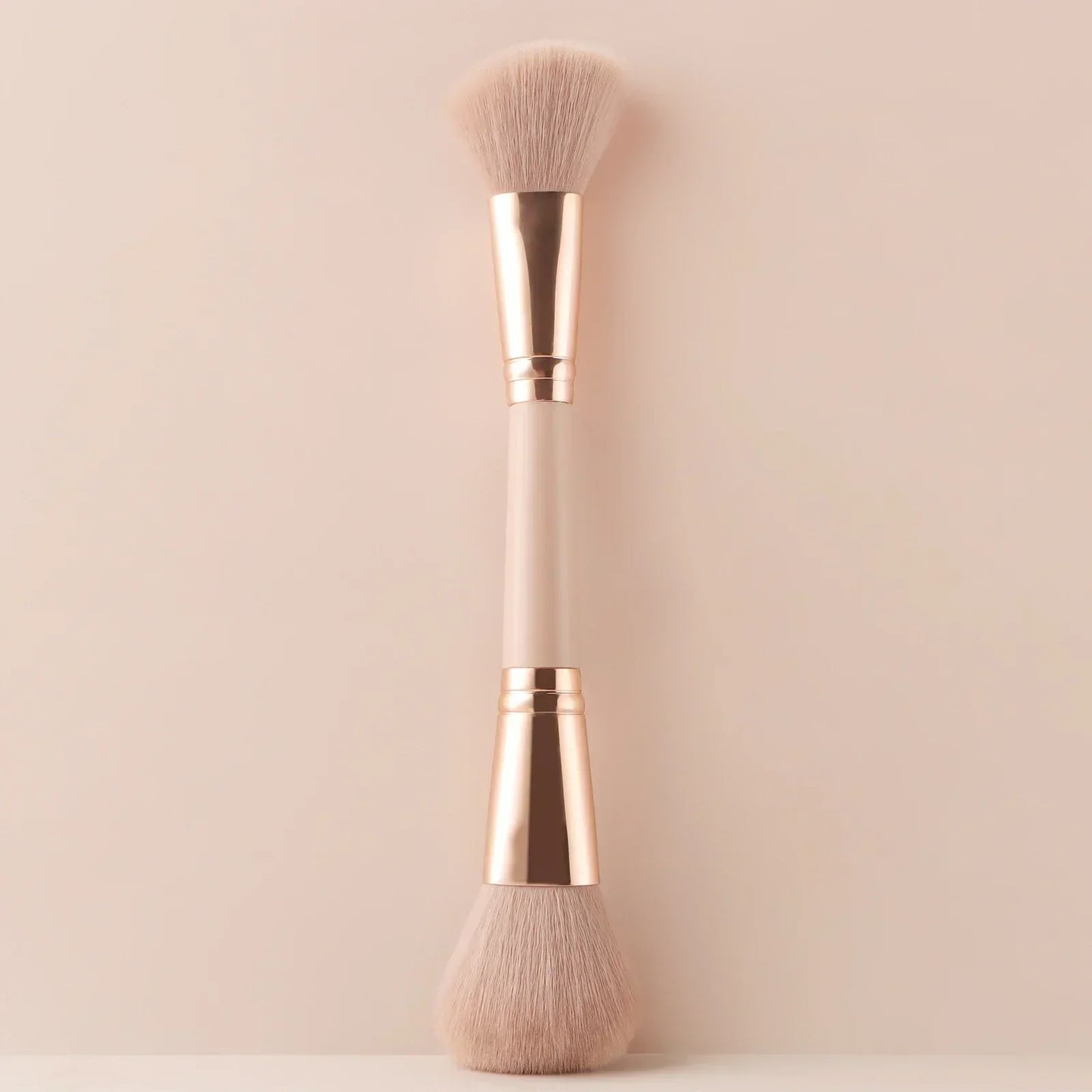 Single Dual-Ended Beauty Brush, Round Blush Brush + Large Powder Brush Soft Bristle Facial Makeup Tool